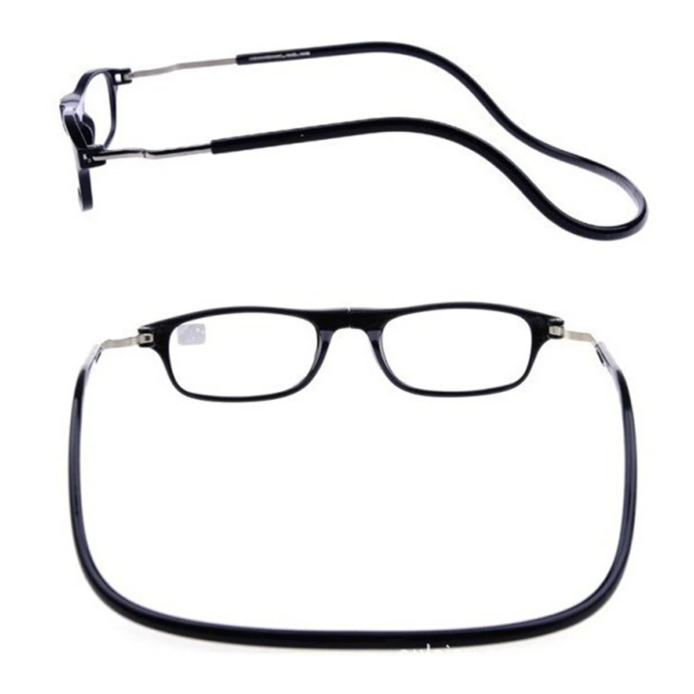(image for) 2pcs Magnetic Neck Mounted Lightweight Reading Glasses Adjustable Temples Anti-Fall Anti-drop Presbyopic Eyeglasses