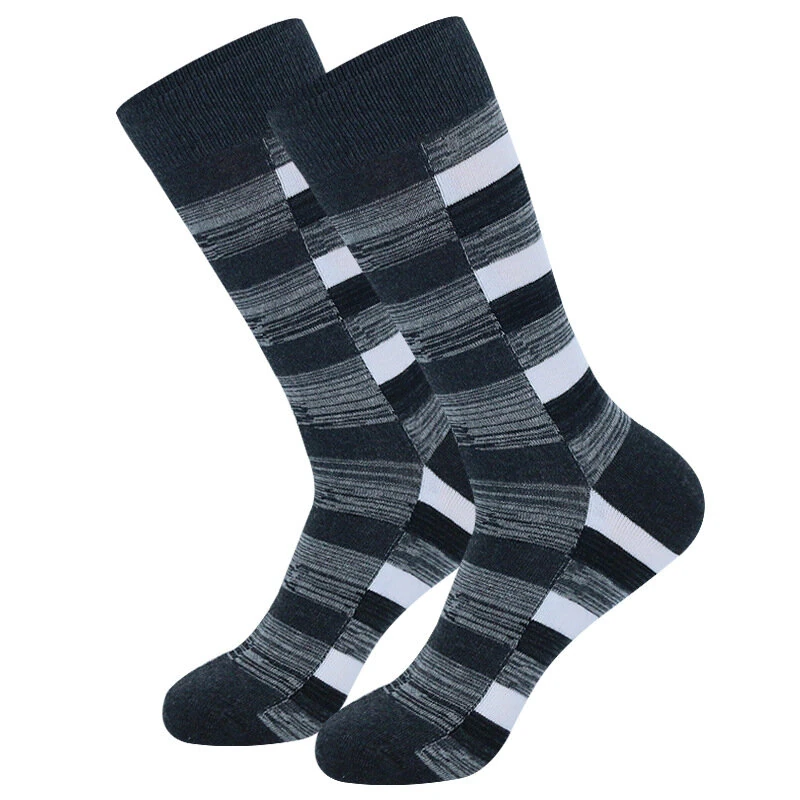 (image for) 5 Pairs Men's Dress Socks Cotton Colorful Striped Geometric Pattern Funny Casual Pack Novelty Business Socks Comfortable