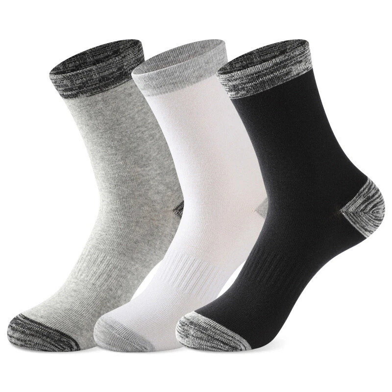 (image for) 6 Pair Autumn Winter Men Socks Cotton Leisure Business Long Socks Walking Running Hiking Warm Socks For Male Plus Size 42-48