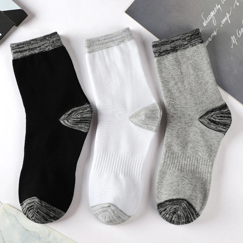(image for) 6 Pair Autumn Winter Men Socks Cotton Leisure Business Long Socks Walking Running Hiking Warm Socks For Male Plus Size 42-48