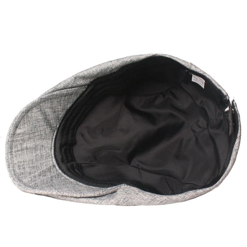 (image for) Collrown Cotton Linen Beret Men's Simple Vintage Forward Cap Casual Daily Flat Hats Solid Color Cabbie Driving Cap Outdoor