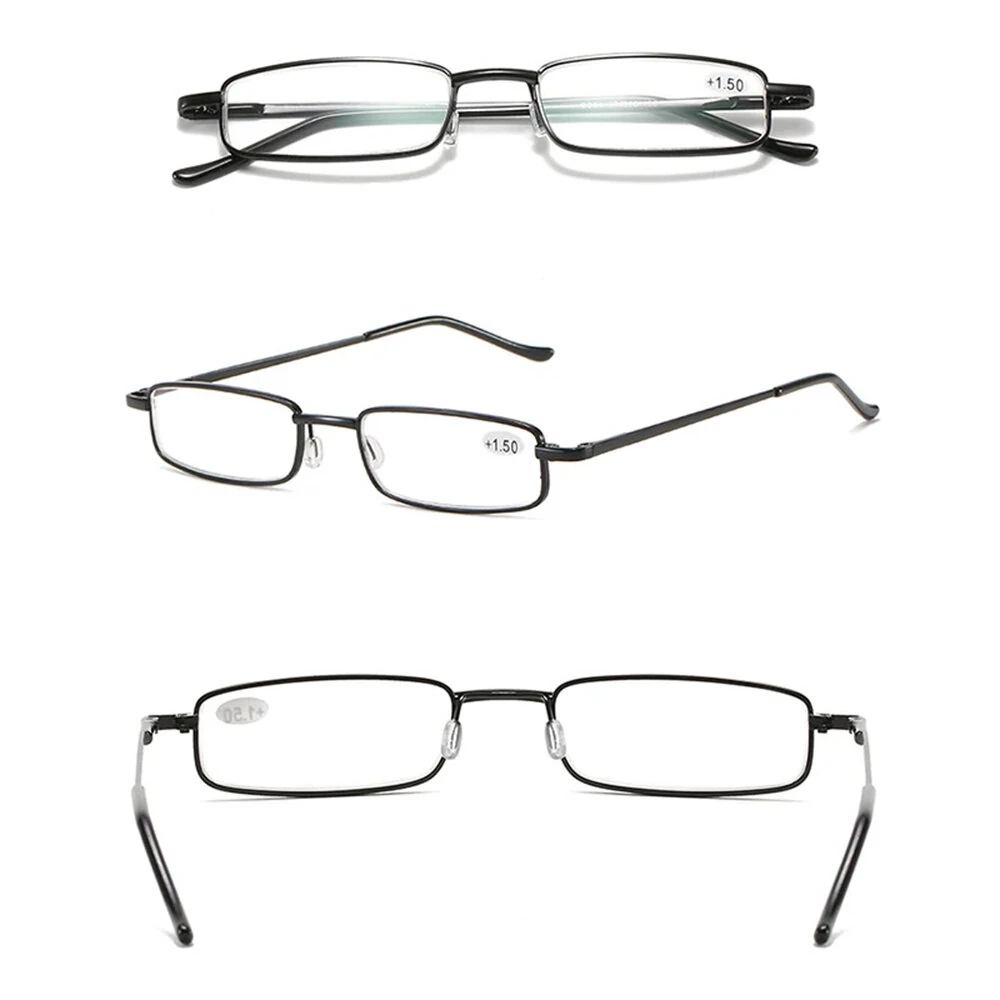 (image for) Portable Mini Lightweight Reading Glasses with Pen Tube Case Anti-blue Light Presbyopic Glasses Metal Case Women Men Eyeglasses +1.5-+3.5